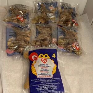 Ty Teenie Beanie Baby babies Spunky The Cocker Spaniel dog McDonald’s 7 toy LOT